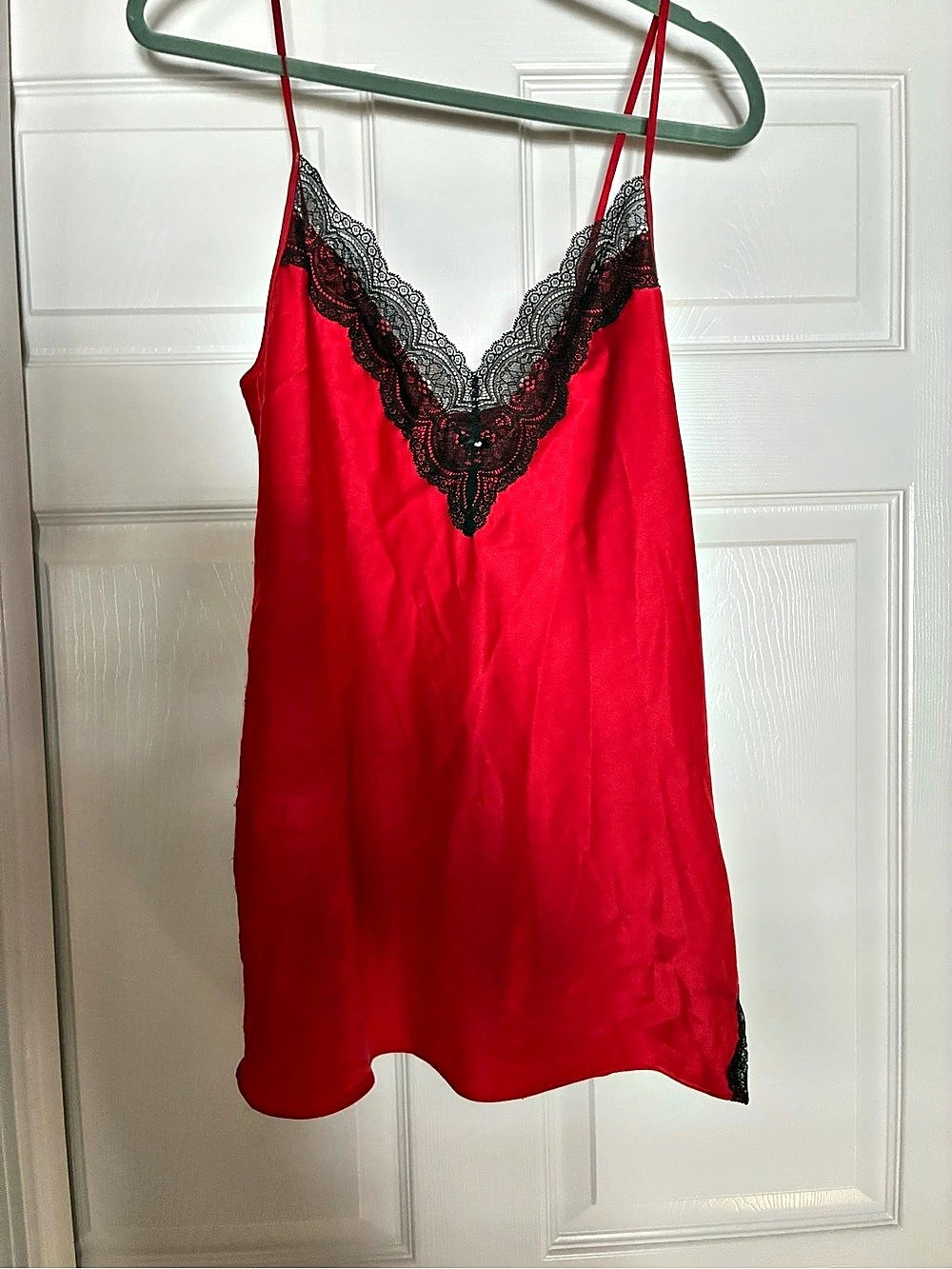 Red Lace Trim slip Like New